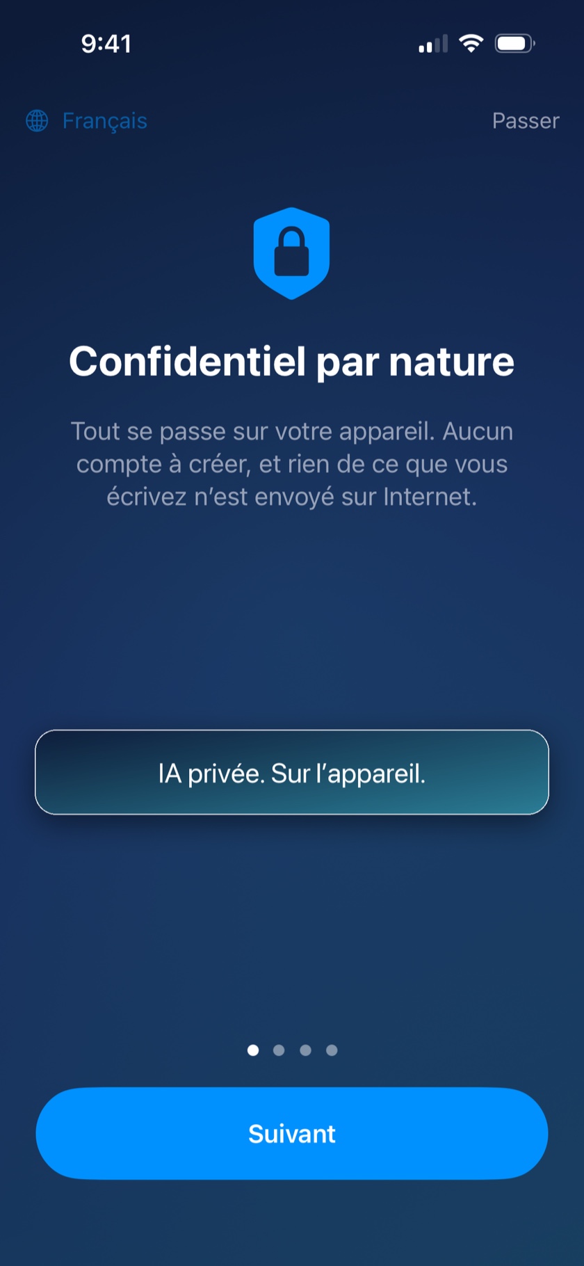 Capture d'écran de Tomesi : une conversation avec l'assistant IA sur iPhone